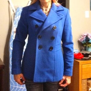 Bright blue warm wool coat
